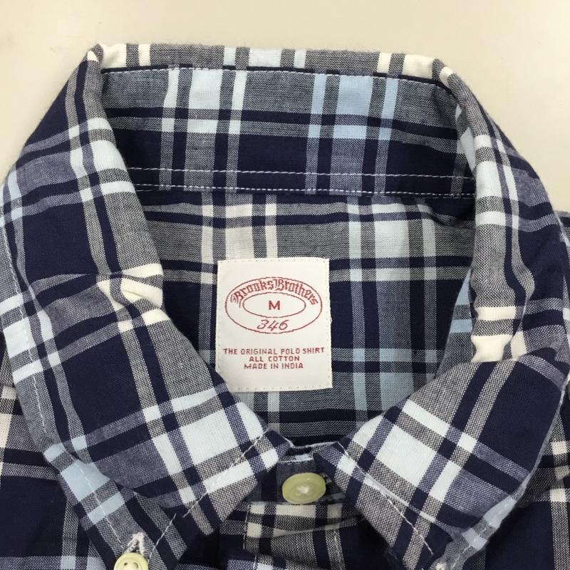 ブルックスブラザーズ BROOKS BROTHERS シャツ、ブラウス 長袖 ボタンダウン 胸ポケット M チェック 紺 / ネイビー / X 白 / ホワイト / X 青 / ブルー /  メンズ USED 古着 中古 10111597