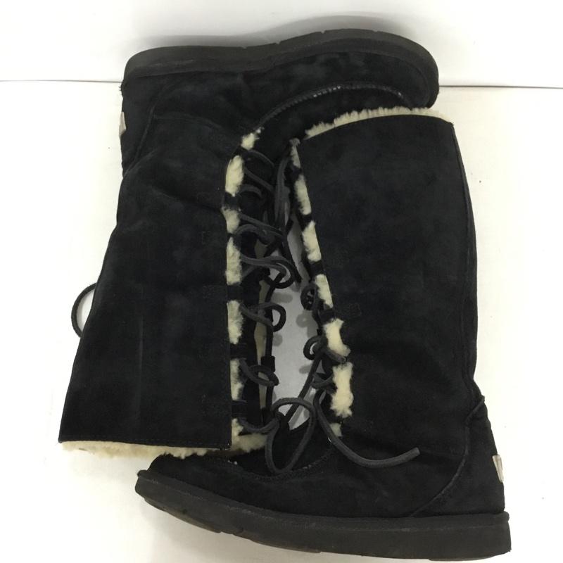 アグ UGG ブーツ 一般 5190 ムートン レースアップ 24cm 24.0cm ロゴ、文字 黒 / ブラック /  レディース USED 古着 中古 10144425