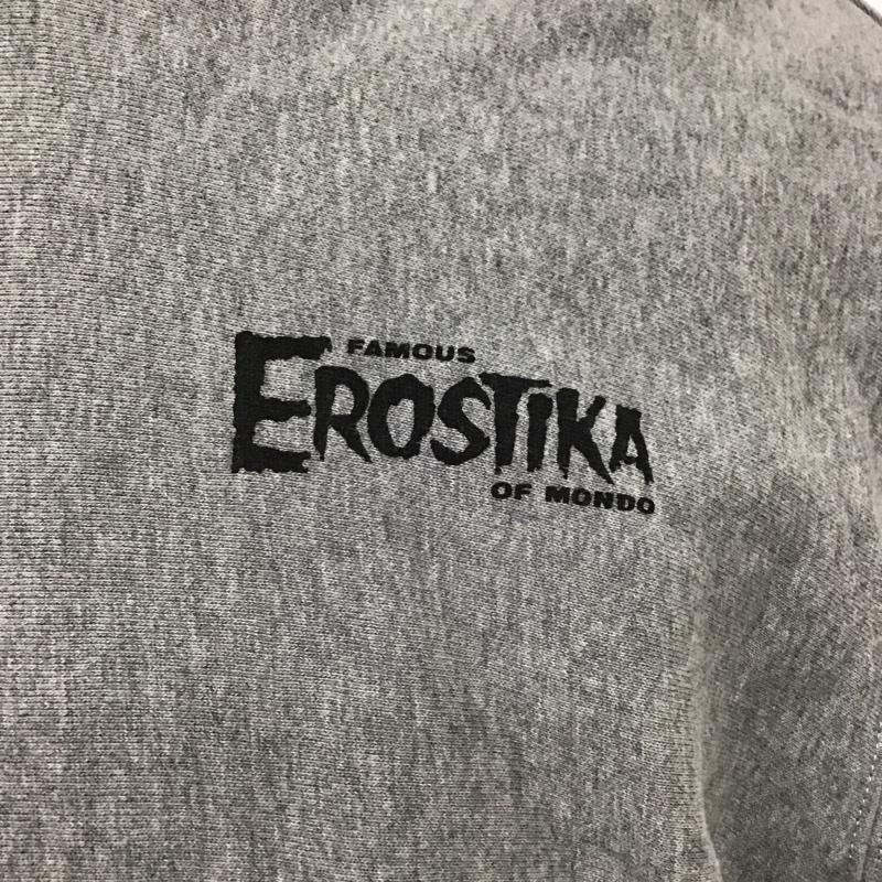 エロスティカ EROSTiKA パーカー 長袖 バックプリント スウェット 裏起毛 プルオーバー XL プリント 灰 / グレー /  メンズ USED 古着 中古 10123415