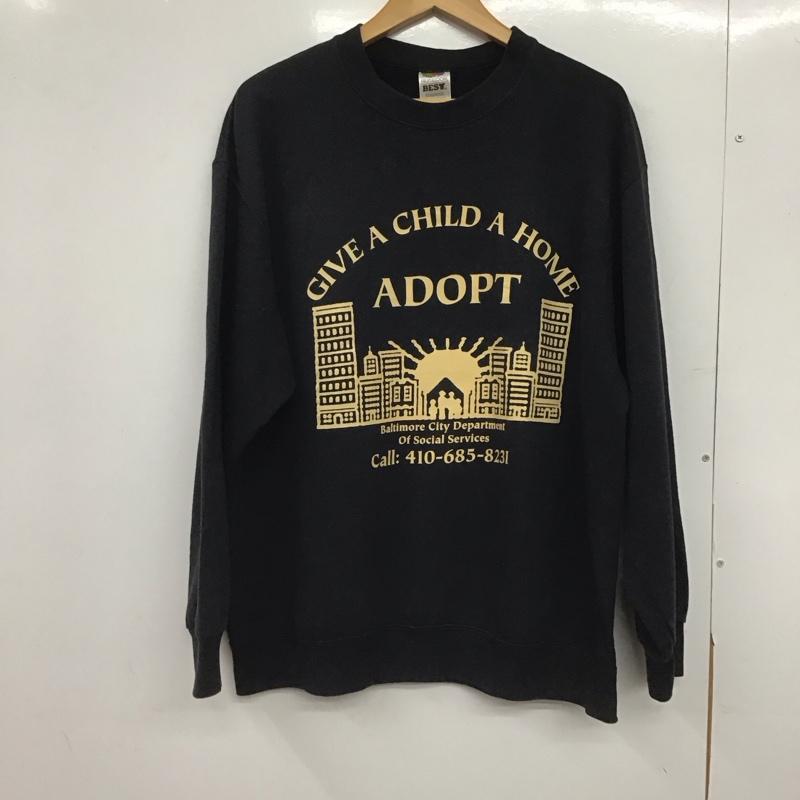 フルーツオブザルーム FRUIT OF THE LOOM トレーナー 長袖 長袖 L プリント ダークグレー / ダークグレー /  メンズ USED 古着 中古 10148980