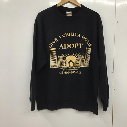 フルーツオブザルーム FRUIT OF THE LOOM トレーナー 長袖 長袖 L プリント ダークグレー / ダークグレー /  メンズ USED 古着 中古 10148980