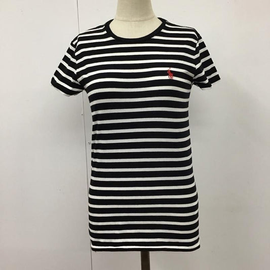 ポロラルフローレン POLO RALPH LAUREN Tシャツ 半袖 クルーネック ボーダー XS ワンポイント 白 / ホワイト / X 黒 / ブラック /  レディース USED 古着 中古 10114076