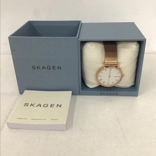 スカーゲン SKAGEN 腕時計 アナログ（クォーツ式） SKW2714 箱有 メッシュ ロゴ、文字 金 / ゴールド /  レディース USED 古着 中古 10134108