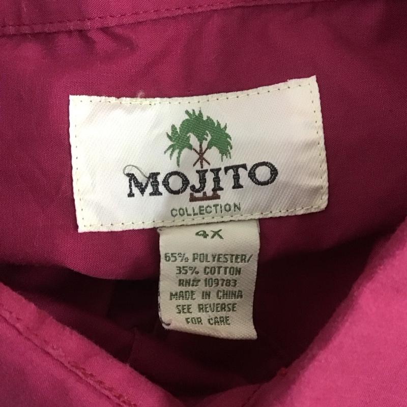 モヒート MOJITO シャツ、ブラウス 長袖 4X プリーツ 無地 えんじ / ワインレッド /  メンズ USED 古着 中古 10107655