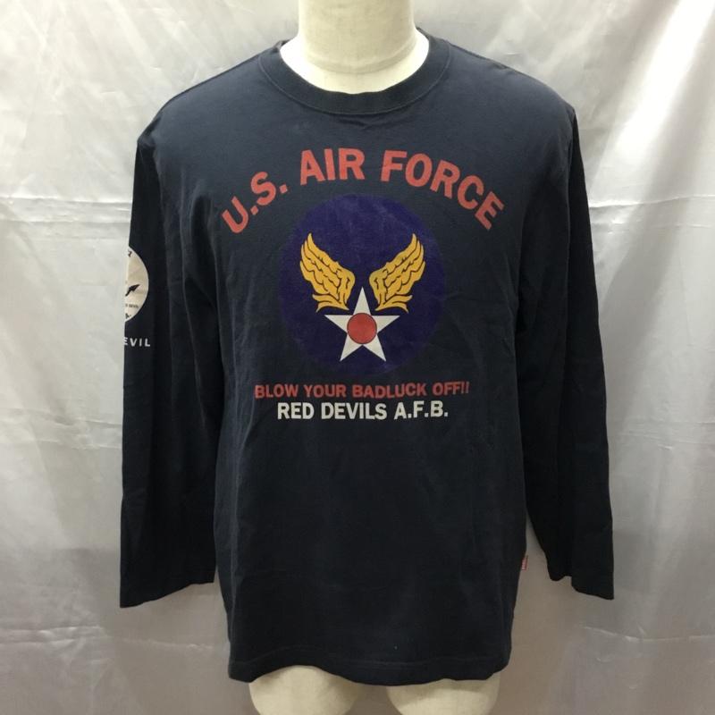 テッドマン TEDMAN カットソー 長袖 長袖カットソー クルーネックカットソー ロングスリーブカットソー プリントTシャツ 44 プリント 紺 / ネイビー /  メンズ USED 古着 中古 10112296