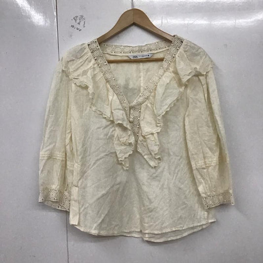 ザラ ZARA カットソー 長袖 S 無地 オフホワイト / オフホワイト /  レディース USED 古着 中古 10129394