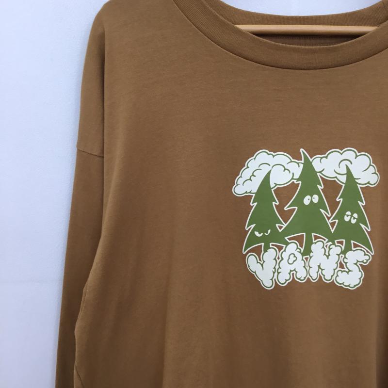バンズ VANS Tシャツ 長袖 VANS OFF THE WALL SKATE CLASSICS LONG SLEEVE T-SHIRT-BONE BROWN L ロゴ、文字 X プリント 茶 / ブラウン /  メンズ USED 古着 中古 10127554