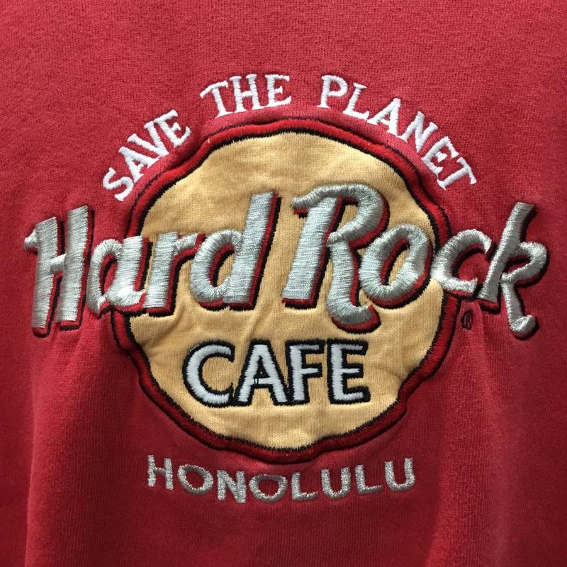 ハードロックカフェ HARD ROCK CAFE トレーナー 長袖 長袖トレーナー スウェット クルーネック リブスウェットカットソー 古着 XL ロゴ、文字 赤 / レッド /  メンズ USED 古着 中古 10121688