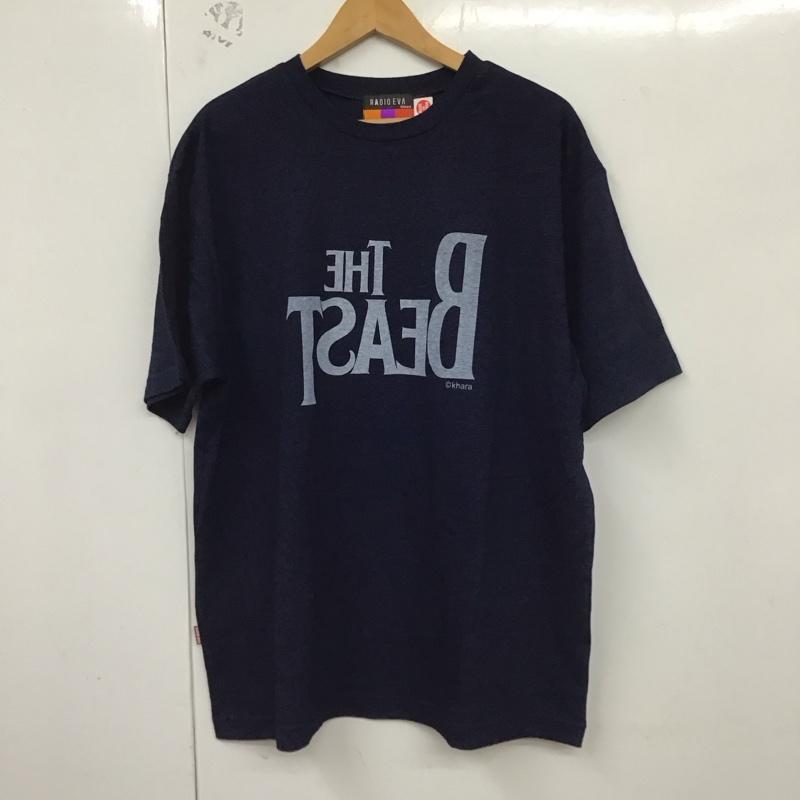 ラヂオ エウ゛ァ RADIO EVA Tシャツ 半袖 L プリント X ロゴ、文字 紺 / ネイビー /  メンズ USED 古着 中古 10129934