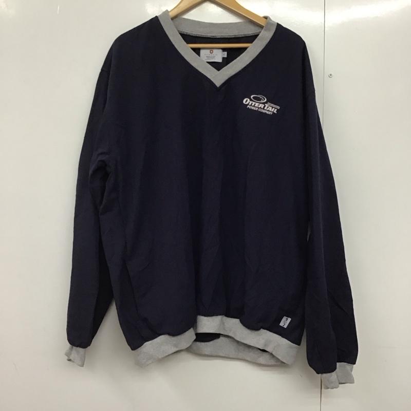古着 USED トレーナー 長袖 長袖トレーナー スウェット Vネック プルオーバー XL ロゴ、文字 紺 / ネイビー /  メンズ USED 古着 中古 10142622