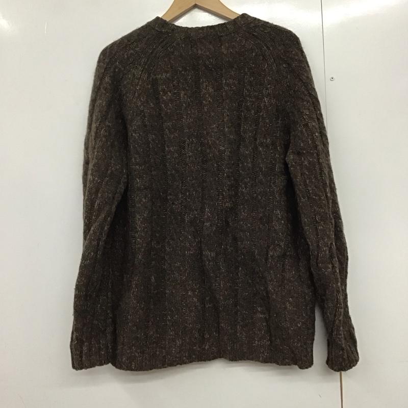 エディーバウアー Eddie Bauer ニット、セーター 長袖 長袖ニットカットソー クルーネック セーター L 無地 茶 / ブラウン /  メンズ USED 古着 中古 10142385