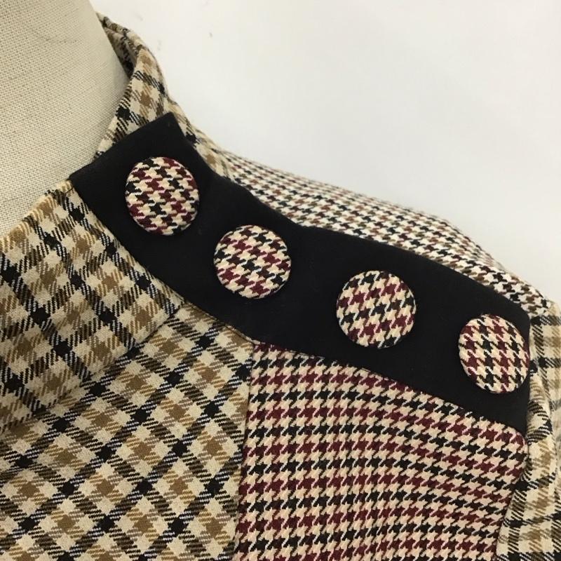 ザラウーマン ZARA WOMAN ワンピース ロングスカート 長袖ワンピース ノーカラーワンピース フレアロングワンピース M チェック マルチカラー / マルチカラー /  レディース USED 古着 中古 10111162