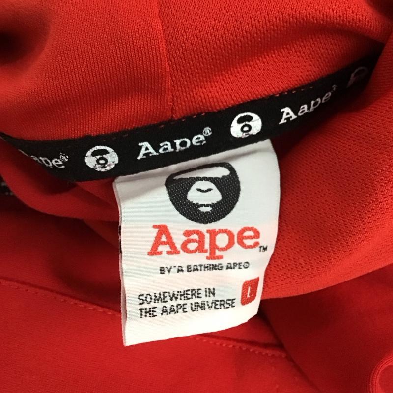 アベイシングエイプ A BATHING APE パーカー 長袖 長袖パーカー フード付きパーカー プリントスウェット ジップアップパーカー fila L ロゴ、文字 赤 / レッド /  メンズ USED 古着 中古 10122112