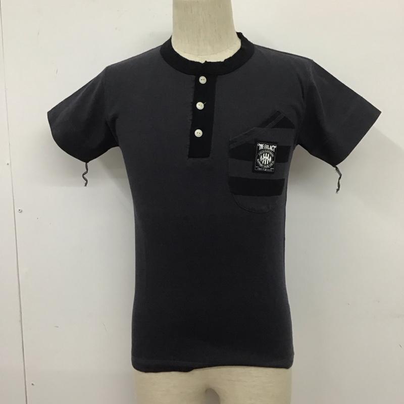 イーブルアクト EVILACT Tシャツ 半袖 ヘンリーネック S ロゴ、文字 紺 / ネイビー /  メンズ USED 古着 中古 10111199