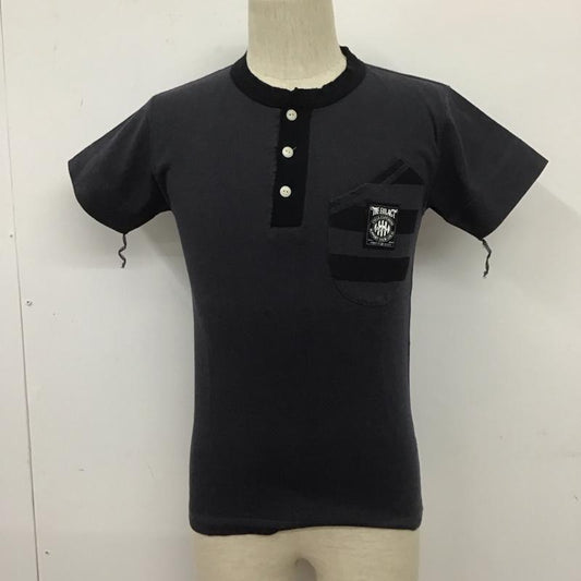 イーブルアクト EVILACT Tシャツ 半袖 ヘンリーネック S ロゴ、文字 紺 / ネイビー /  メンズ USED 古着 中古 10111199