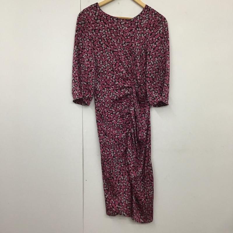 ザラベーシック ZARA BASIC ワンピース ロングスカート 4387 254 330 スリット ギャザー M 花柄 黒 / ブラック / X 桃 / ピンク /  レディース USED 古着 中古 10129182