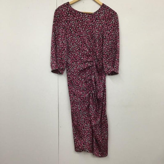 ザラベーシック ZARA BASIC ワンピース ロングスカート 4387 254 330 スリット ギャザー M 花柄 黒 / ブラック / X 桃 / ピンク /  レディース USED 古着 中古 10129182