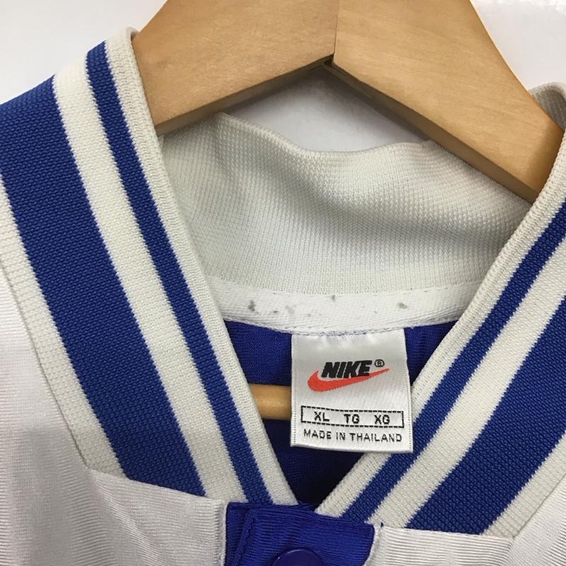 ナイキ NIKE カットソー 半袖 半袖カットソー ヘンリーネック スポーツウェア 90s XL ロゴ、文字 青 / ブルー / X 灰 / グレー /  メンズ USED 古着 中古 10141859