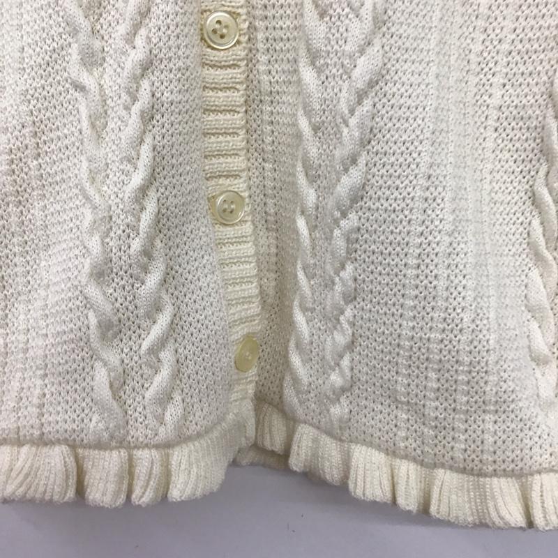 ザラ ZARA カーディガン 半袖 半袖ニットカーディガン 前ボタン リブニット ショート丈 M 総柄 アイボリー / アイボリー /  レディース USED 古着 中古 10147674