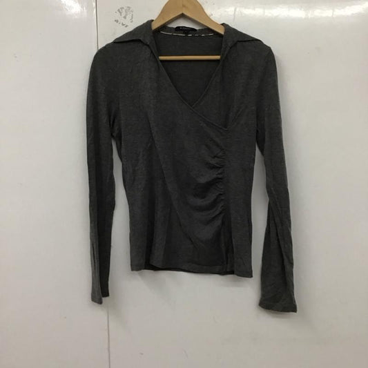 バーバリーロンドン Burberry London カットソー 長袖 FA072-638-06 カシュクール 襟付き 2 ワンポイント 灰 / グレー /  レディース USED 古着 中古 10129210