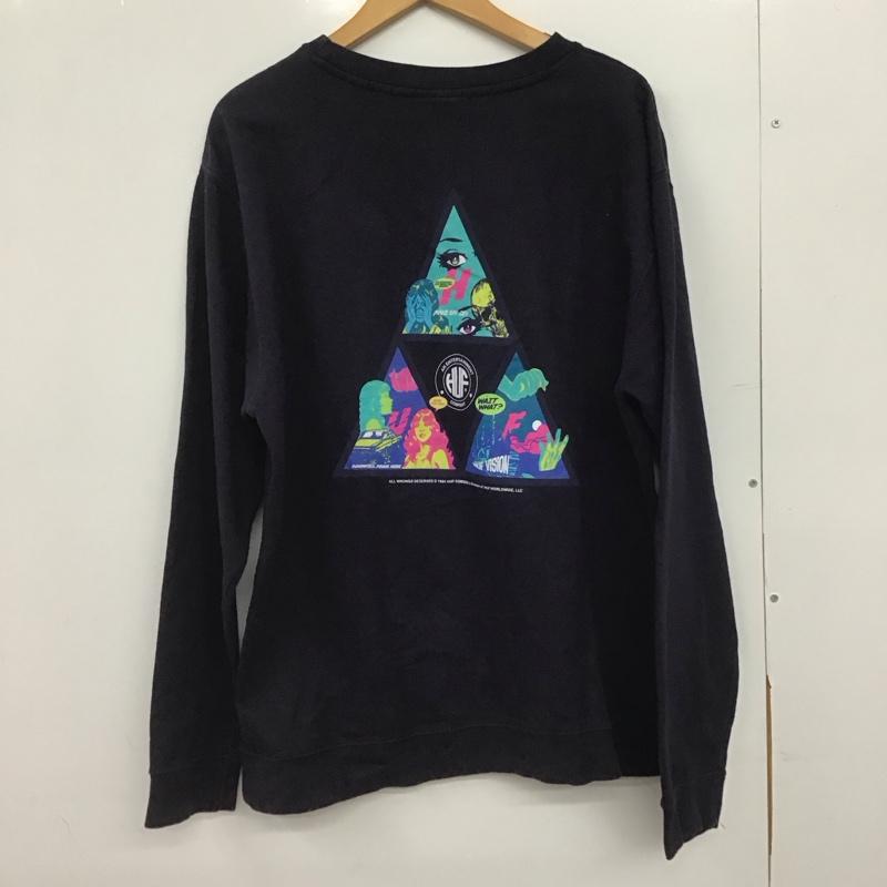 ハフ HUF カットソー 長袖 長袖カットソー プリントカットソー クルーネック M ロゴ、文字 紺 / ネイビー /  メンズ USED 古着 中古 10147621