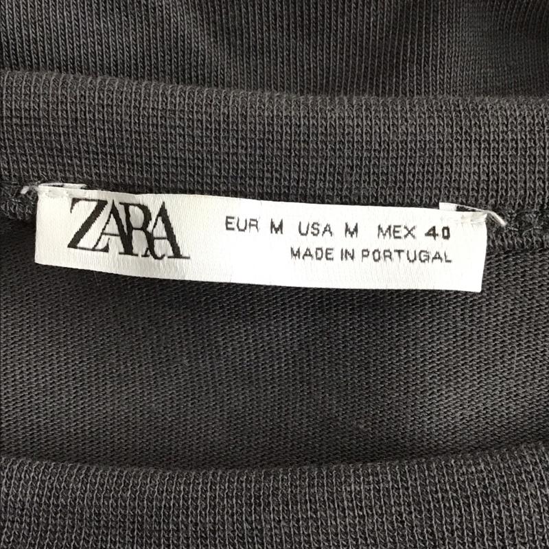 ザラ ZARA カットソー 長袖 長袖カットソー プリントカットソー クルーネック M 無地 灰 / グレー /  メンズ USED 古着 中古 10138740