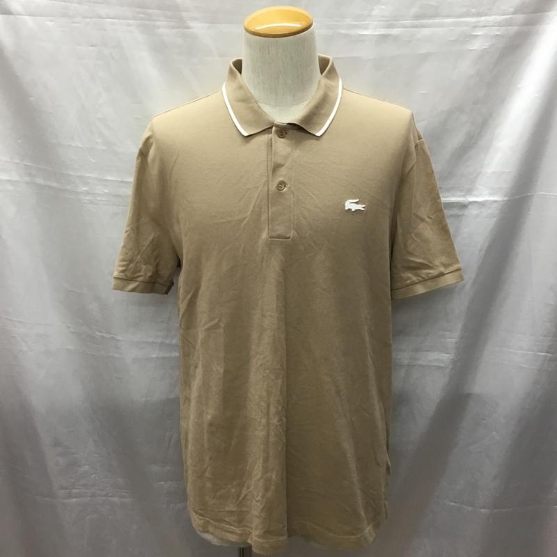 ラコステ LACOSTE ポロシャツ 半袖 半袖ポロシャツ カラーシャツ 半袖カットソー S ロゴ、文字 ベージュ / ベージュ /  メンズ USED 古着 中古 10115748