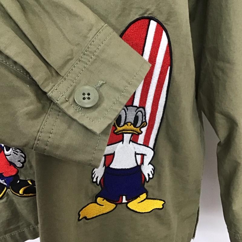 ロデオクラウンズ Rodeo Crowns シャツ、ブラウス 長袖 420BSA01-0260 ディズニー ミッキーマウス ドナルドダック ミリタリーシャツ FREE キャラクター カーキ / カーキ /  レディース USED 古着 中古 10120234