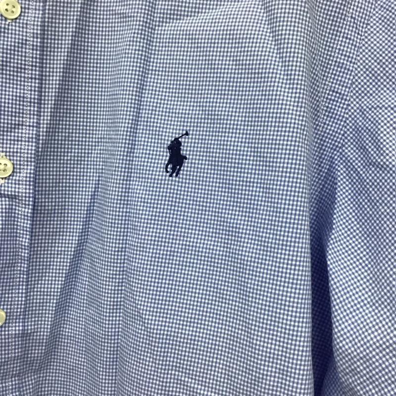 ラルフローレン RALPHLAUREN シャツ、ブラウス 長袖 長袖シャツ チェックシャツ カラーシャツ ボタンダウンシャツ L チェック 白 / ホワイト / X 水色 / ライトブルー /  メンズ USED 古着 中古 10130755