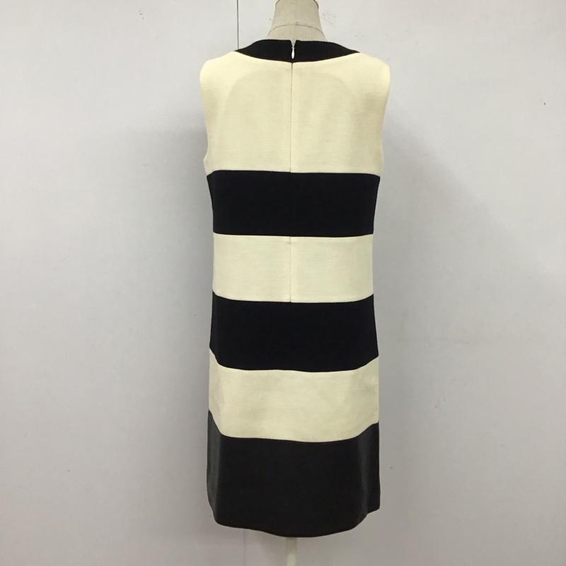 ピエール カルダン pierre cardin ワンピース ひざ丈スカート ノースリーブワンピース ロングワンピース タイトワンピース ボーダー 38 ボーダー柄 白 / ホワイト / X 黒 / ブラック /  レディース USED 古着 中古 10122446