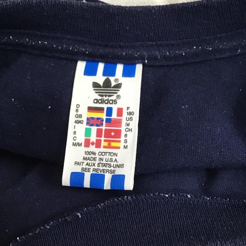 アディダス adidas Tシャツ 半袖 80年代 万国旗タグ USA製 ロゴ、文字 紺 / ネイビー /  メンズ USED 古着 中古 10118125