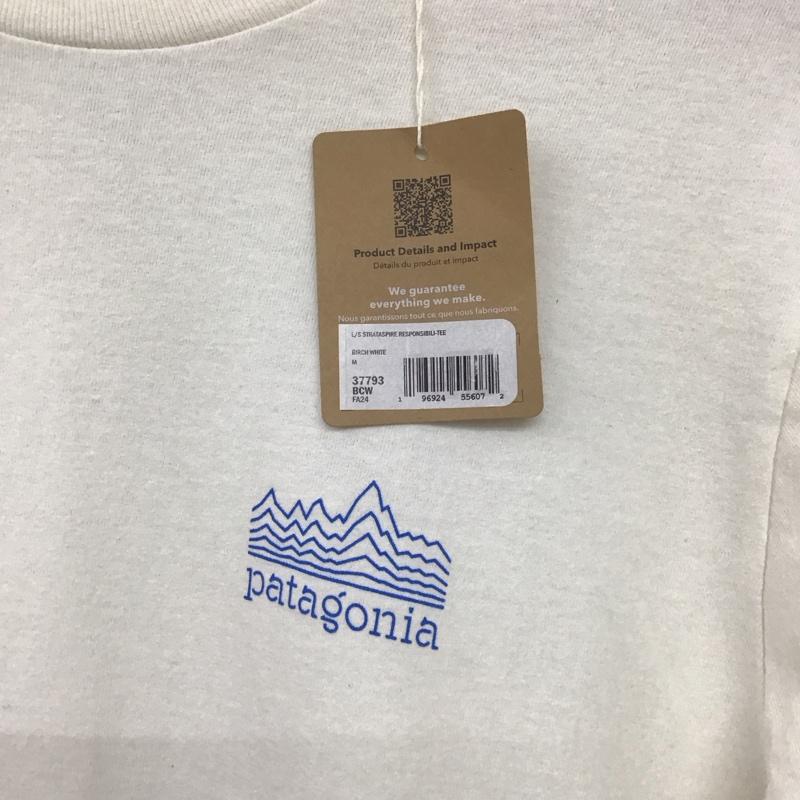 パタゴニア patagonia カットソー 長袖 長袖カットソー プリントカットソー クルーネック M ロゴ、文字 アイボリー / アイボリー /  メンズ USED 古着 中古 10148687