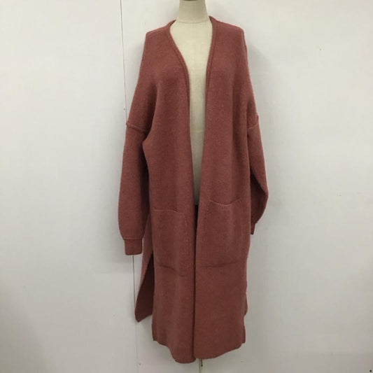 ビームス ハート BEAMS HEART カーディガン 長袖 43-15-0691-213 ロング丈 ドロップショルダー サイドスリット 無地 桃 / ピンク /  レディース USED 古着 中古 10123210