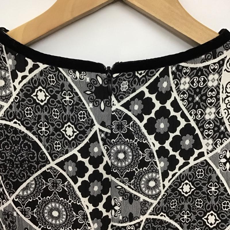 ザラ ZARA TRAFALUC ワンピース ひざ丈スカート 長袖ワンピース ロングワンピース ストレッチ S 総柄 白 / ホワイト / X 黒 / ブラック /  レディース USED 古着 中古 10128899