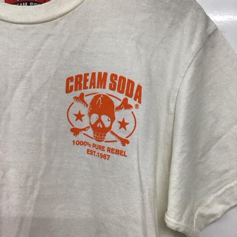 クリームソーダ CREAMSODA Tシャツ 半袖 半袖カットソー プリントTシャツ クルーネックカットソー M プリント 白 / ホワイト /  メンズ USED 古着 中古 10149590