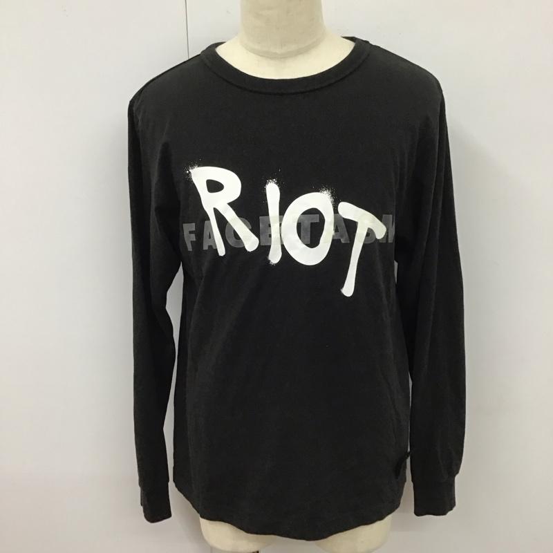 ライオット ファセッタズム RIOT FACETASM カットソー 長袖 rf21fw-tee-u03 21AWORIGINALRIOTLOGOLS 長袖カットソー クルーネックカットソー XL ロゴ、文字 黒 / ブラック /  メンズ USED 古着 中古 10112997