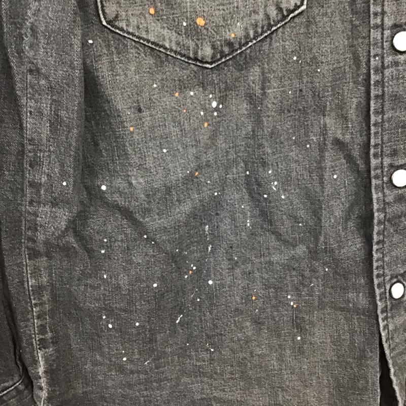 ベイフロー BAYFLOW シャツ、ブラウス 長袖 長袖シャツ 無地シャツ カラーシャツ デニムシャツ wrangler M ダメージ加工 黒 / ブラック /  メンズ USED 古着 中古 10132696