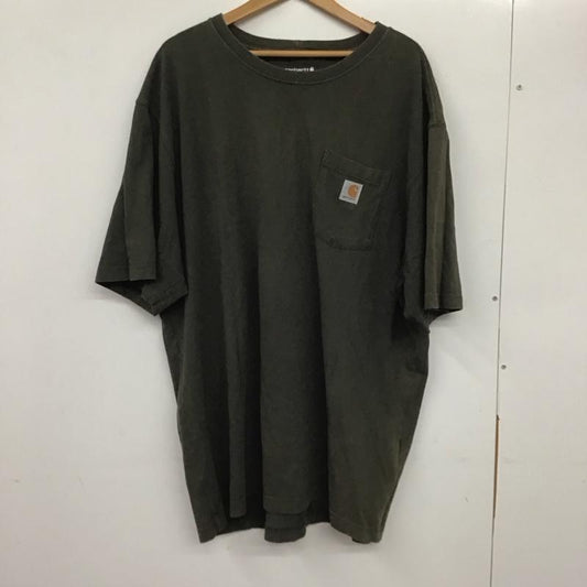 カーハート Carhartt Tシャツ 半袖 半袖カットソー プリントTシャツ クルーネックカットソー XL 無地 カーキ / カーキ /  メンズ USED 古着 中古 10137667