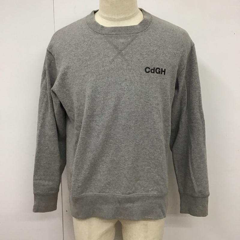 コムデギャルソンオム COMME des GARCONS HOMME トレーナー 長袖 長袖トレーナー スウェット クルーネック リブスウェットカットソー S ロゴ、文字 灰 / グレー /  メンズ USED 古着 中古 10117629