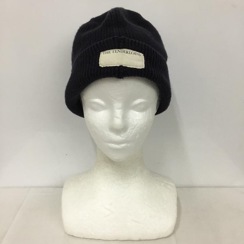 テンダーロイン TENDERLOIN 帽子 ニット帽 コットン ロゴ、文字 紺 / ネイビー /  メンズ USED 古着 中古 10143989