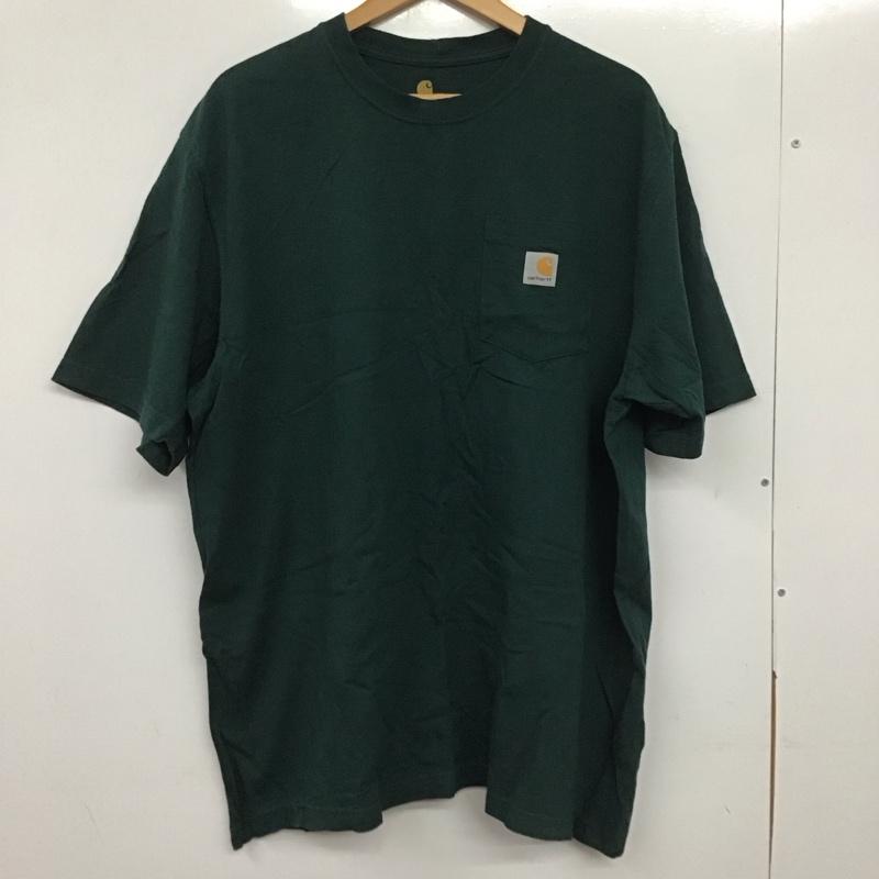 カーハート Carhartt Tシャツ 半袖 半袖カットソー プリントTシャツ クルーネックカットソー XL ロゴ、文字 緑 / グリーン /  メンズ USED 古着 中古 10140101