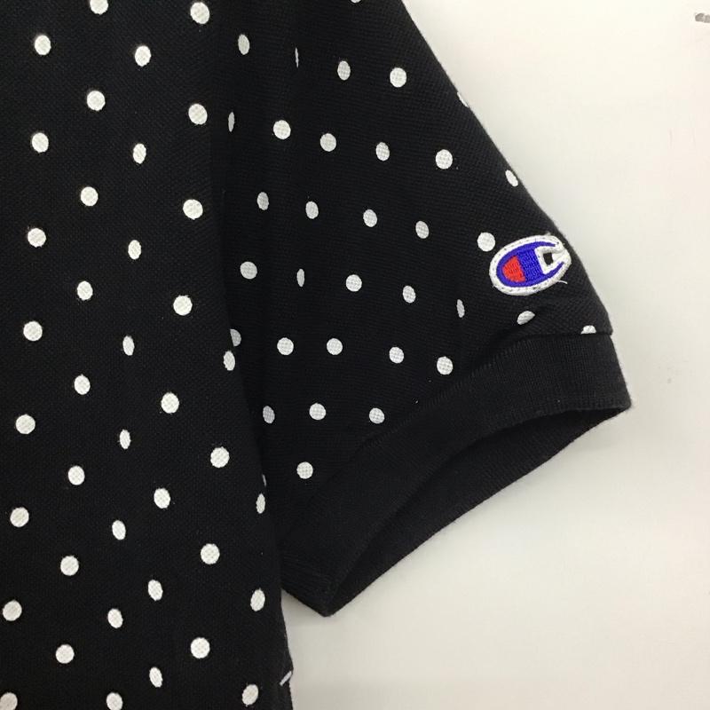 チャンピオン Champion ポロシャツ 半袖 半袖ポロシャツ カラーシャツ 半袖カットソー M ドット 黒 / ブラック /  メンズ USED 古着 中古 10135975