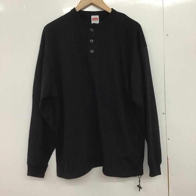 ヘルスニット Healthknit カットソー 長袖 長袖カットソー ヘンリーネックカットソー L 無地 黒 / ブラック /  メンズ USED 古着 中古 10146709