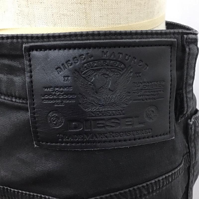 ディーゼル DIESEL スカート ひざ丈スカート D-PAU-SP-NE フロントスリット ストレッチ 無地 黒 / ブラック /  レディース USED 古着 中古 10110871
