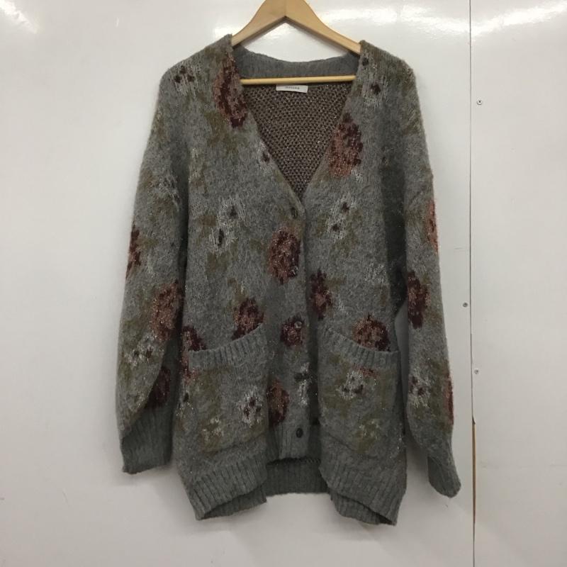 ジーナシス JEANASIS カーディガン 長袖 JS064384CF ラメ糸混花柄カーディガン FREE 総柄 灰 / グレー /  レディース USED 古着 中古 10148906