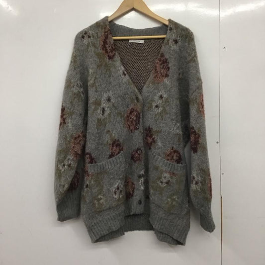 ジーナシス JEANASIS カーディガン 長袖 JS064384CF ラメ糸混花柄カーディガン FREE 総柄 灰 / グレー /  レディース USED 古着 中古 10148906