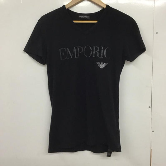 エンポリオアルマーニ EMPORIO ARMANI Tシャツ 半袖 半袖カットソー プリントTシャツ Vネックカットソー M ロゴ、文字 黒 / ブラック /  メンズ USED 古着 中古 10132300