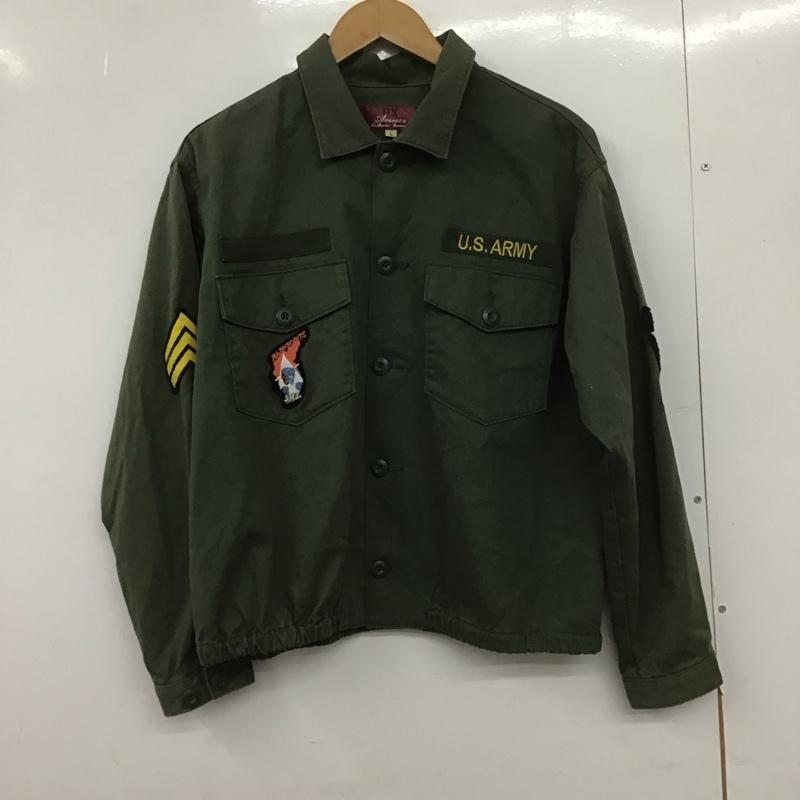 アヴィレックス AVIREX シャツ、ブラウス 長袖 長袖シャツ ミリタリーシャツ カラーシャツ L ロゴ、文字 カーキ / カーキ /  メンズ USED 古着 中古 10147988