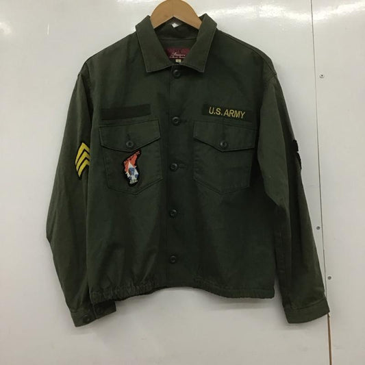 アヴィレックス AVIREX シャツ、ブラウス 長袖 長袖シャツ ミリタリーシャツ カラーシャツ L ロゴ、文字 カーキ / カーキ /  メンズ USED 古着 中古 10147988