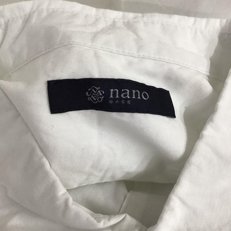 ナノベース nano base シャツ、ブラウス 長袖 BA82SHL021CO 胸ポケット XL 無地 白 / ホワイト / X 紺 / ネイビー /  メンズ USED 古着 中古 10118110
